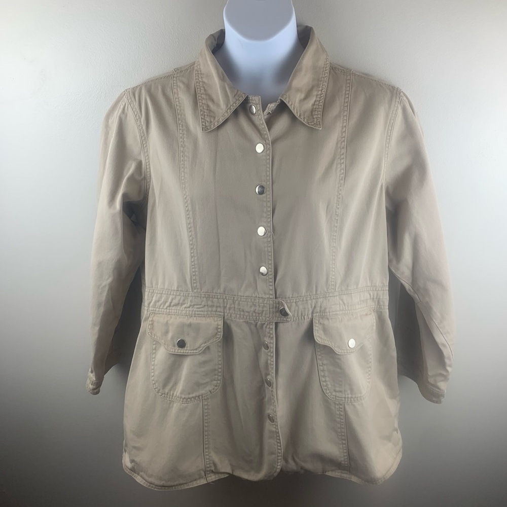 Vintage Carolina blues Canvas Khaki Jacket Snap Front Pockets Size 18‎ Casual